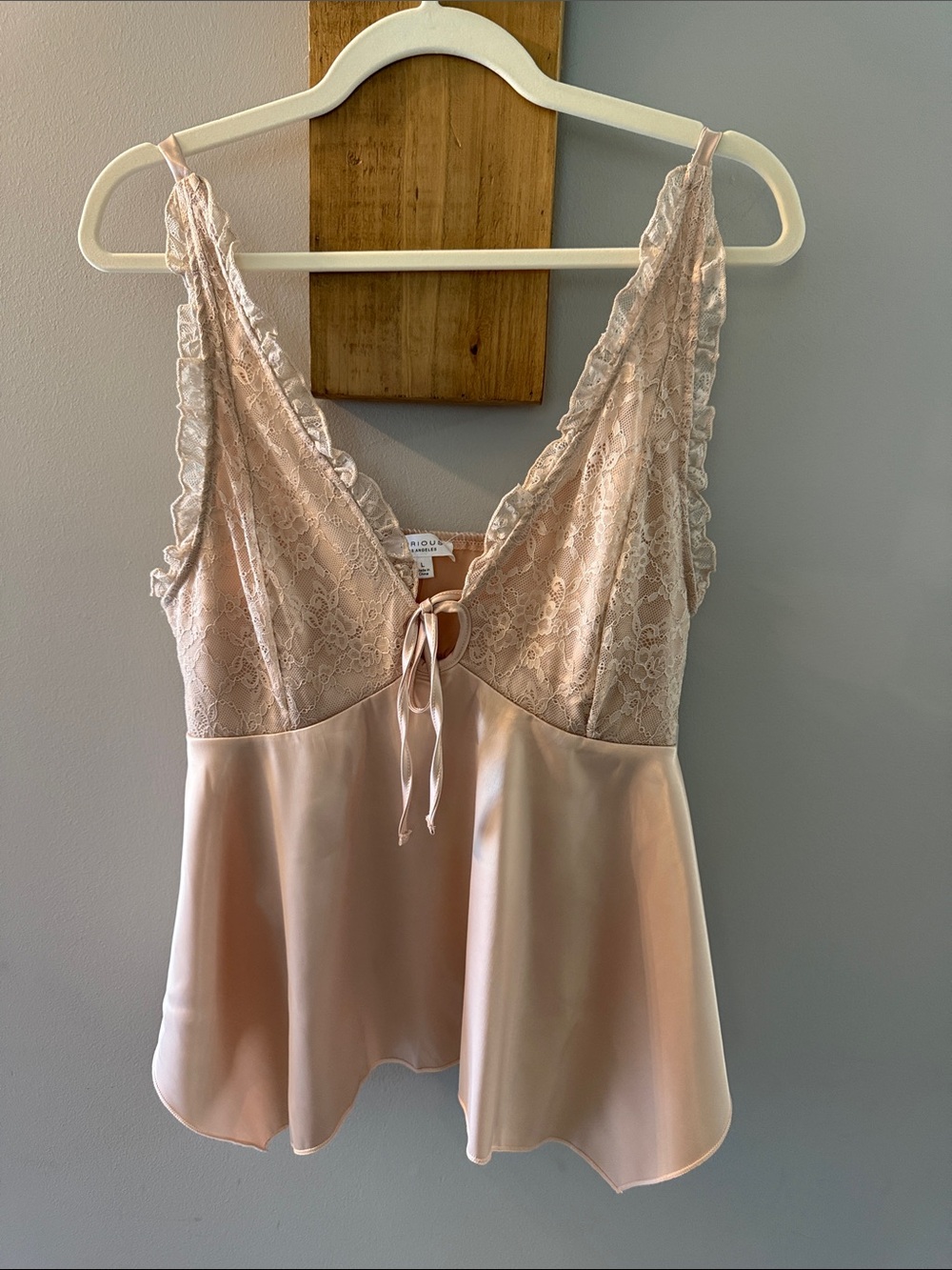 Blush Pink Lace Satin Chemise Tank, NWTs
